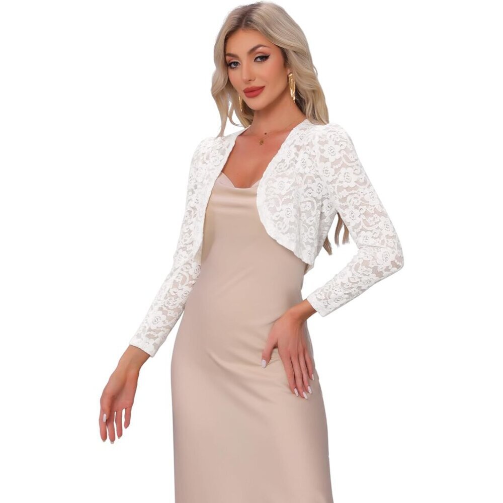 Lace Shrugs Women's Evening Dress Bridal Bolero Cropped 3/4 Sleeve